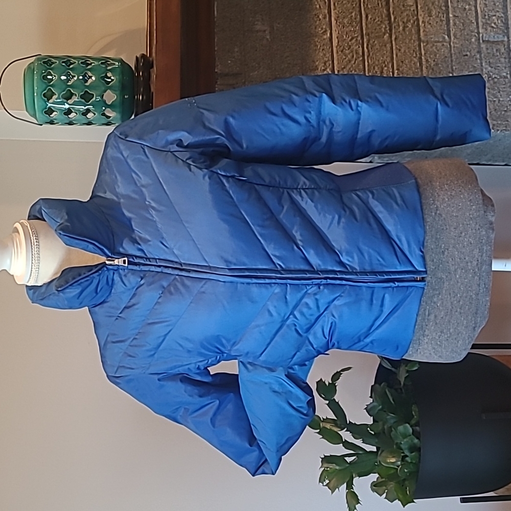 Guess Y2K Women's Small Cropped Royal Blue Down Puffer Zipper Jacket